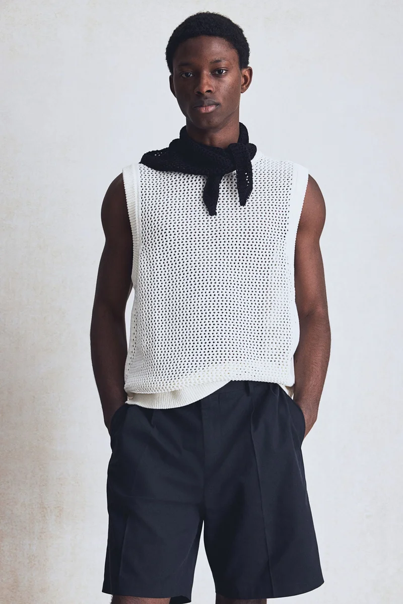 H&M Regular Fit Pointelle-knit vest top